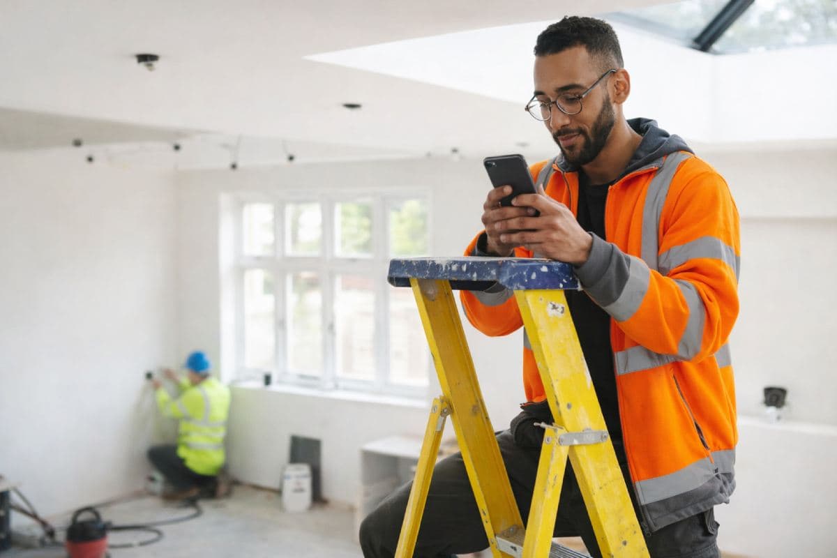 Electrician working on site